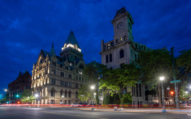 istock Syracuse New York downtown at dusk 1322184567