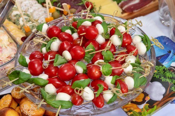 Healthy appetizer - caprese salad with tomato and mozzarella