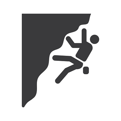 Climbing icon, vector on the white background.