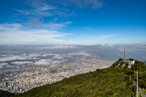 Aerial view of Caracas city from the top of a mountain. Caracas, Venezuela