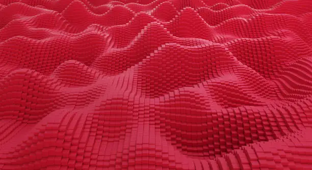 Abstract red background with cubes pattern. 3d rendering.