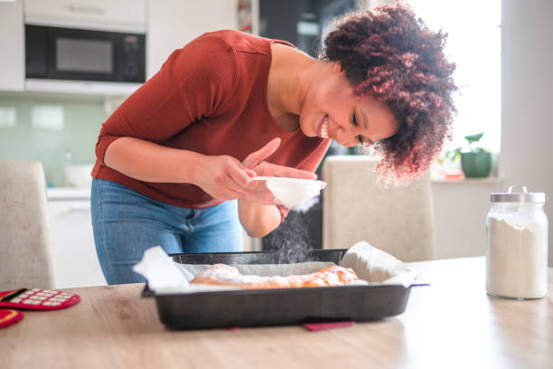 Beautiful Mixed Race Female Baking in a Domestic Kitchen