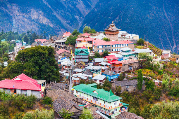 istock Kalpa town aerial panoramic view, India 1322194624