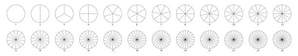 illustrazioni stock, clip art, cartoni animati e icone di tendenza di segno di sezione del segmento. grafica della sezione circolare grafica. icona del grafico a torta. infografica di segmento 2,3,4,5,6. parte diagramma ruota rotonda. cinque fasi, sei cicli circolari. elemento geometrico. illustrazione vettoriale - 5 to 12