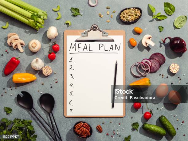 Meal Plan Concept Hard Light Stock Photo - Download Image Now - Menu, Planning, Meal