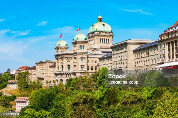 Bundeshaus Federal Palace In Bern Stock Photo - Download Image Now - Architectural Dome, Architecture, Bern