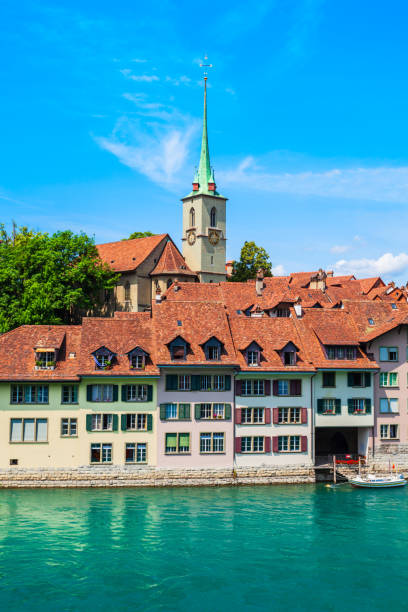 berner luftpanorama, schweiz - nydeggbrucke stock-fotos und bilder