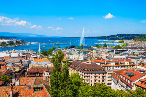 istock Geneva panoramic view in Switzerland 1322200473