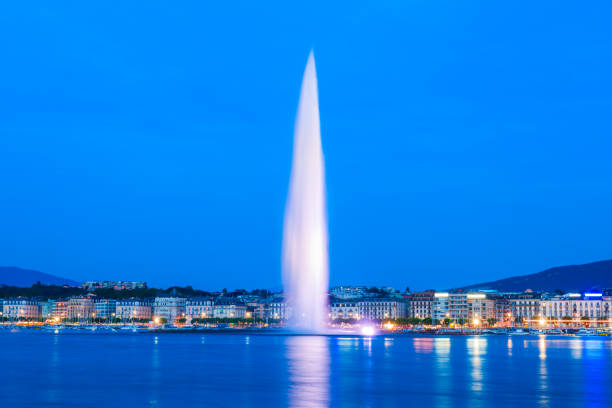 The Jet d'Eau or Water Jet is a large fountain in Geneva city in Switzerland