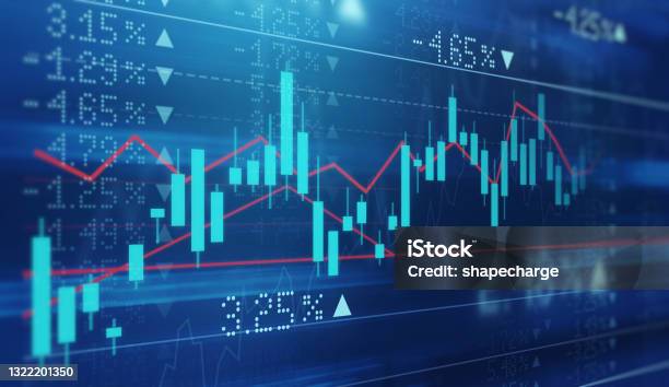 Digitally Enhanced Shot Of A Graph Showing The Ups And Downs Shares On The Stock Market Stock Photo - Download Image Now