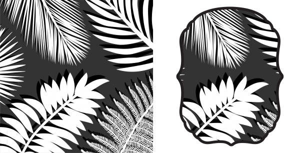 liście palmowe - pattern coconut palm tree frond textile stock illustrations