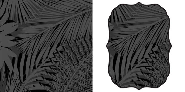 liście palmowe - pattern coconut palm tree frond textile stock illustrations