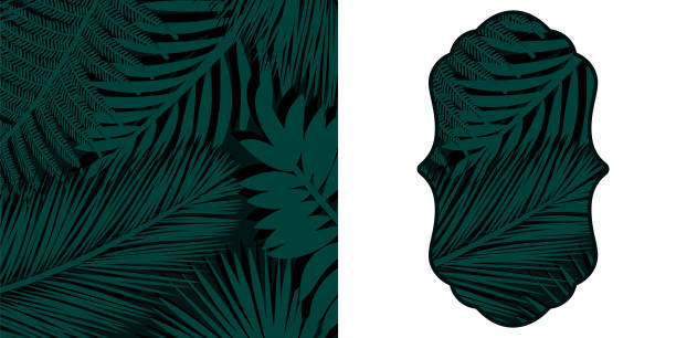liście palmowe - pattern coconut palm tree frond textile stock illustrations