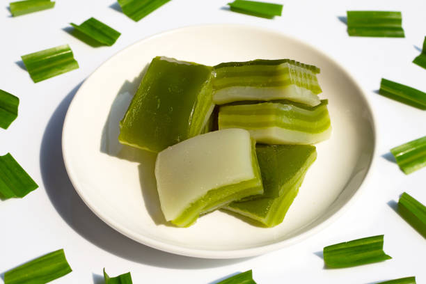 istock Steamed pandan layer cake. Thai dessert 1322206454