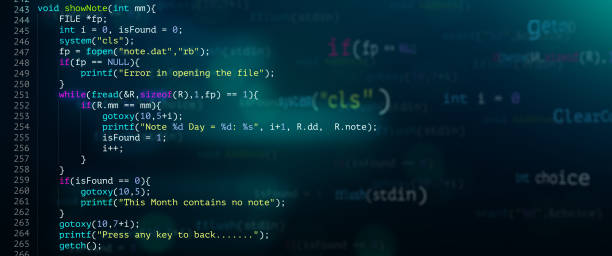 Abstract Modern tech of Programming code screen developer. Abstract Modern tech of Programming code screen developer. C Programming Language of Computer script and Technology background of software. javascript stock pictures, royalty-free photos & images