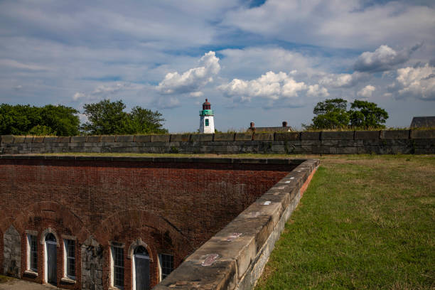 Fort Monroe and lighthouse wall of the fort hampton virginia photos stock pictures, royalty-free photos & images