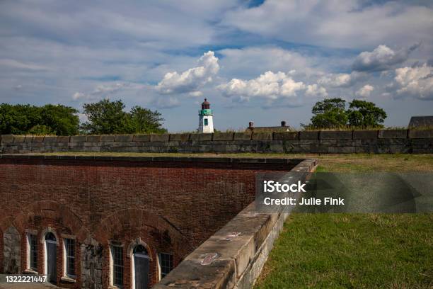 Fort Monroe And Lighthouse Stock Photo - Download Image Now - Virginia - US State, Hampton - Virginia, Fort