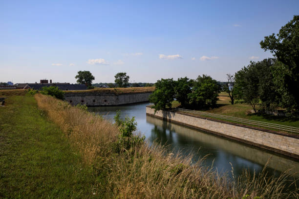 Fort Monroe Outer Wall surrounded by moat hampton virginia photos stock pictures, royalty-free photos & images