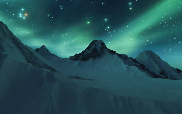 istock Northern Lights over the snowberg 1322222330