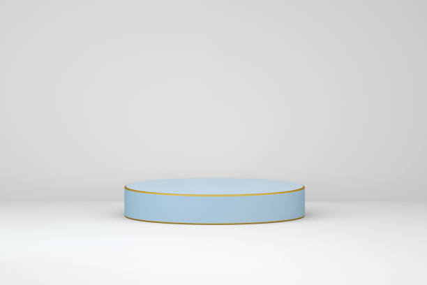 istock Minimal scene with podium, stand, platform and abstract background. Pastel blue and white colors scene. Trendy 3d render for social media banners, promotion, product. 1322222436