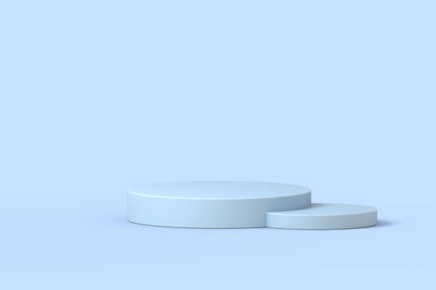 istock Minimal scene with podium, stand, platform and abstract background. Pastel blue and white colors scene. Trendy 3d render for social media banners, promotion, product. 1322222469