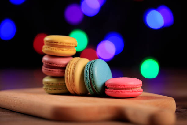 Macarons in every color, Colorful light background of macarons