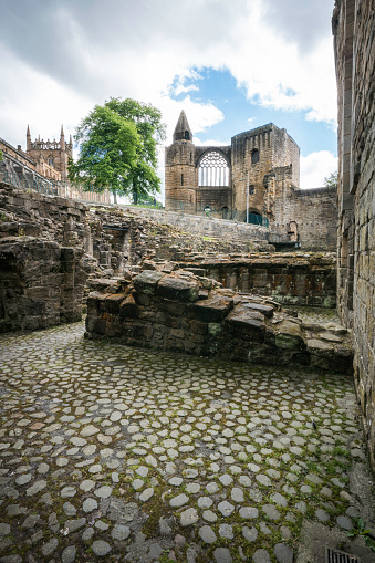 Ruins of Scotland's first Benedictine Monastery founded in 1072 that was destroyed during the Reformation in 1560, Dunfermline, Scotland, UK