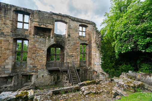 Palace ruins where Queen Anne gave birth to future royals in Scotland's ancient capital, Dunfermline, Scotland, UK