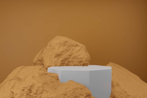 istock Abstract yellow stone stand studio background for product display. Abstract Background Scene 3d Render for product advertise. 1322235311