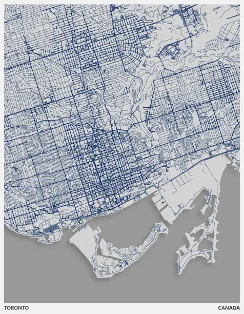 Vector illustration of Papercutting style art illustration map,Toronto city,Canada