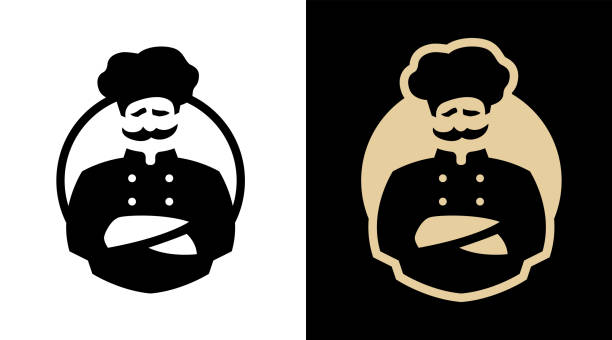 Chef on a dark and light background. Chef on a dark and light background. Vector illustration. chef stock illustrations