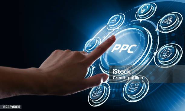 Pay Per Click Payment Technology Digital Marketing Internet Concept Of Virtual Screen Ppc Stock Photo - Download Image Now