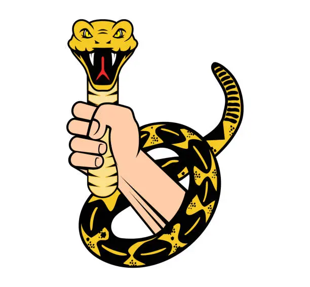 Vector illustration of Holding snake design illustration