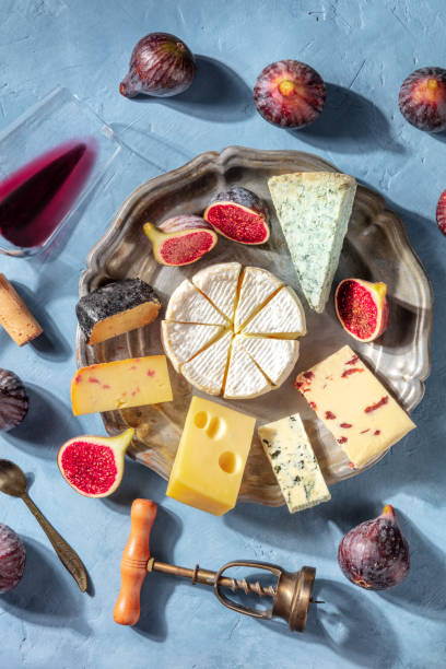 istock Cheese tasting with red wine and fruit, shot from the top 1322248780