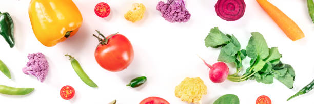 istock Healthy food panorama with copy space. Various fresh vegetables 1322248868
