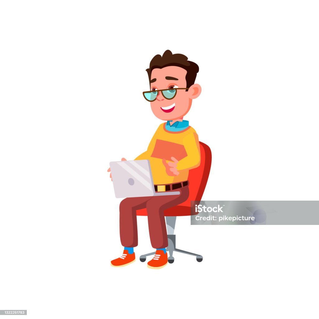 Genius Programmer Cartoon Genius Boy Geek Writing Program Code On Computer Cartoon Vector Stock ...