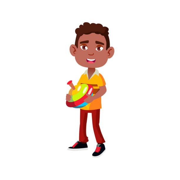 Happiness Indian Boy Playing With Humming Top Cartoon Vector Stock  Illustration - Download Image Now - iStock