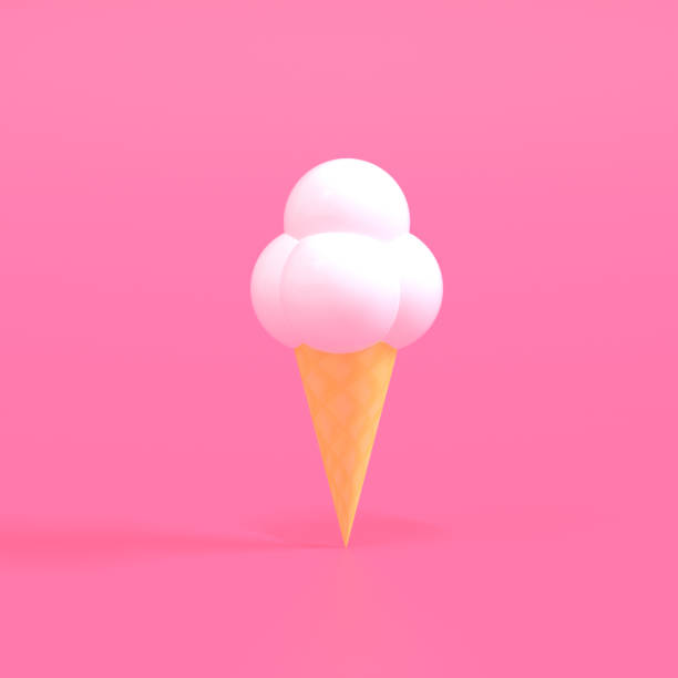 istock 3D render of ice cream with waffle cone on pink background. Minimal summer background. 1322262545