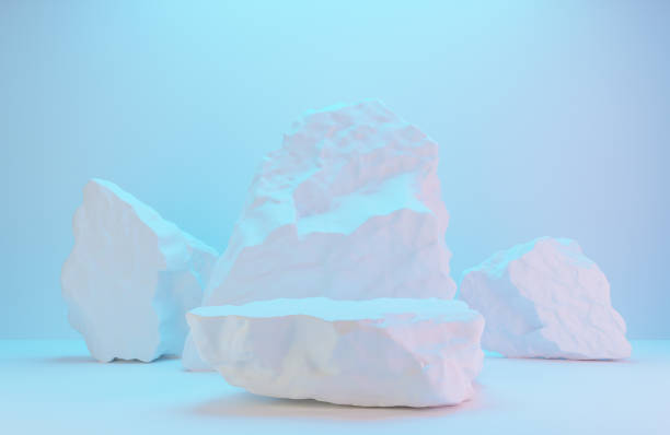 istock White stone podium for product presentation on white wall with lighting background luxury style.,3d model and illustration. 1322263730