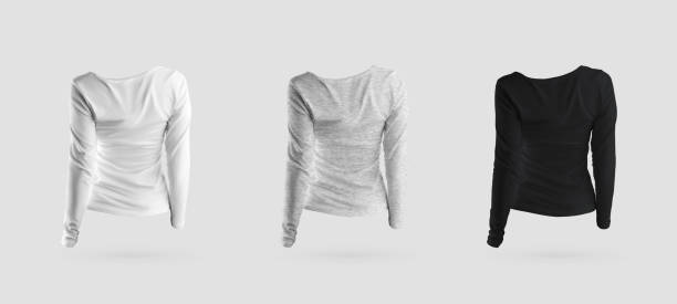 istock Mockup white, black, heather sweatshirt 3D rendering, female long sleeve isolated on background, back view 1322263745