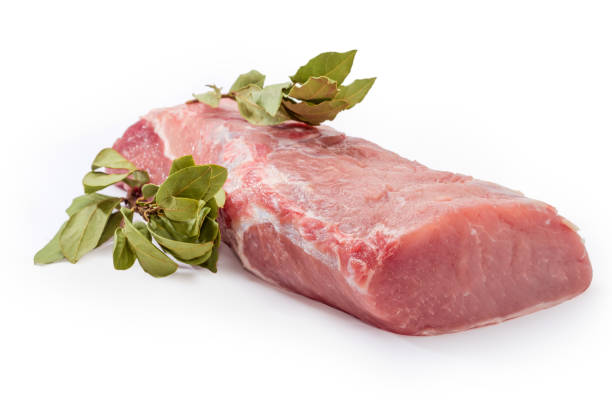 istock Raw pork loin, bay leaves, close-up in selective focus 1322265092
