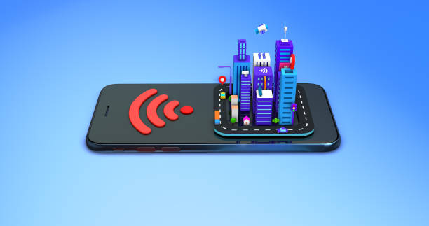 istock Wireless Smart City. High Speed Network. Skyscrapers On Smart Phone. 1322266957
