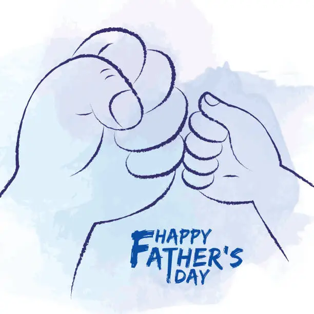 Vector illustration of Father's day - father & son fist bump line art