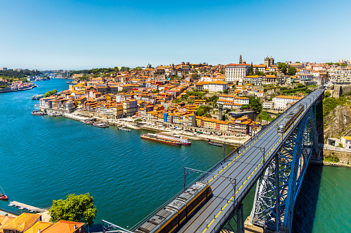 Beautiful panorama of city of Porto with famous bridge in the foreground, Portugal