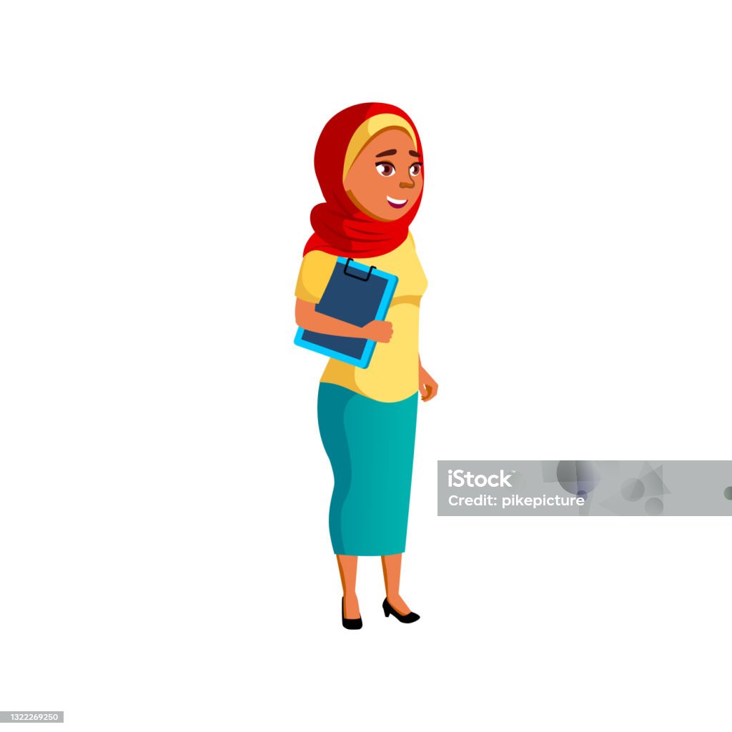 Islamic Lady Teacher Talking With Principal At School Cartoon Vector Stock  Illustration - Download Image Now - iStock
