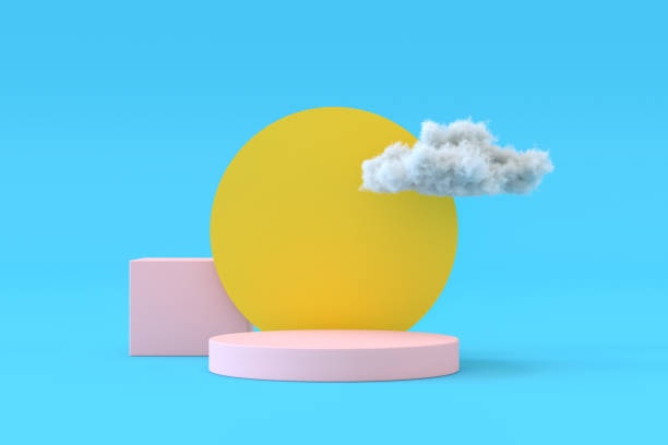 istock Empty Product Stand, Platform, Podium with Cloud and Sun Background 1322270383