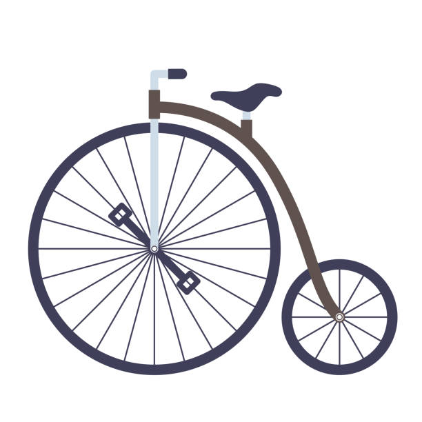 Illustration of a penny-farthing bike or high wheel bike. Vector illustration. penny farthing bicycle stock illustrations