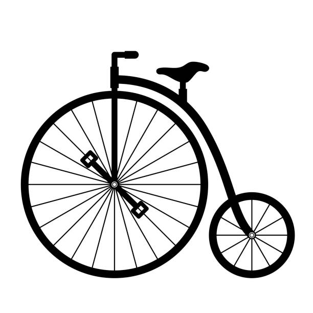 Penny farthing bike or High wheel bike silhouette illustration. Vector illustration. penny farthing bicycle stock illustrations