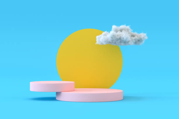 istock Empty Product Stand, Platform, Podium with Cloud and Sun Background 1322270480
