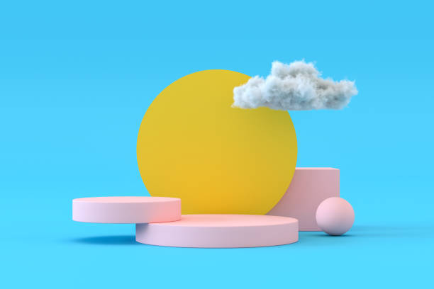istock Empty Product Stand, Platform, Podium with Cloud and Sun Background 1322270575